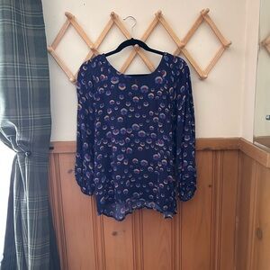 a.n.a Blue Flutter Sleeve Blouse Relaxed Fit